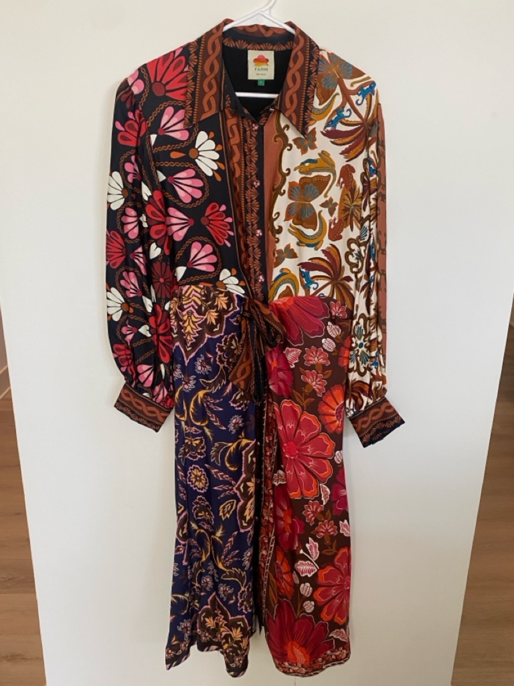 Farm Rio Miranda Mix Floral Shirt Dress - Size Large